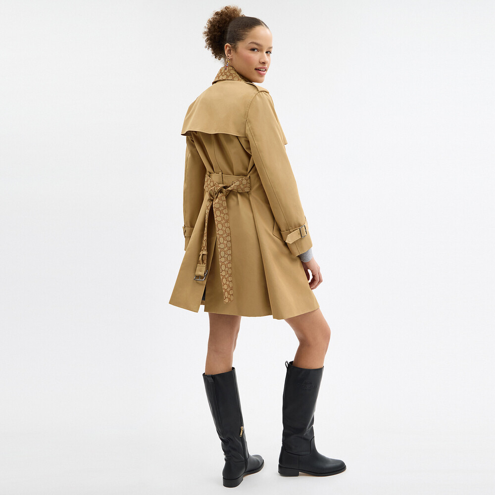 Coach Outlet Mid Trench Coat With Signature Collar